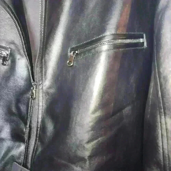 WULFUL Men's Stand Collar Leather Jacket Motorcycle Lightweight Faux Leather - Picture 6 of 9